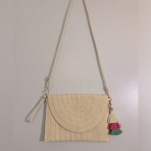 Woven Straw Clutch or Crossbody Purse